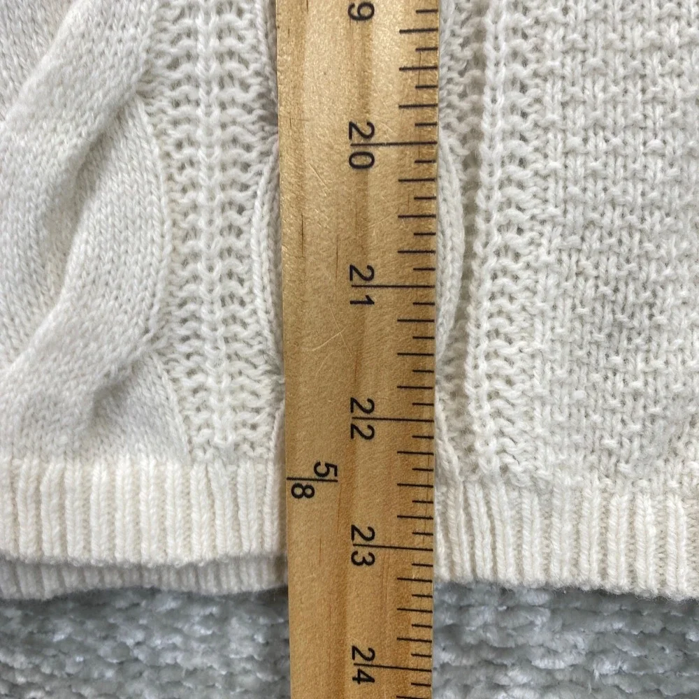 Banana Republic Recycled Wool Cable Knit Mock‎ Neck Sweater Cream Women's Medium